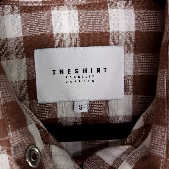 The Shirt by Rochelle Behrens Babydoll Shirt Dress Small Snap Button Up Plaid - Picture 9 of 14